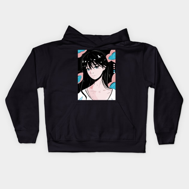 Aesthetic anime girl Kids Hoodie by nadsu.u